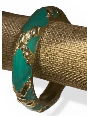 Nordstrom Green & Gold “X” Bangle Bracelet – 7”